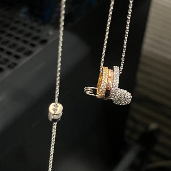 Sparkling Heart & Trio-Ring Pendant Necklace - Picture 4 of 4